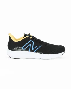 NEW BALANCE -  SCARPA DA RUNNING NERA CON DETTAGLI GIALLI E CELESTI DA UOMO, M411RM3