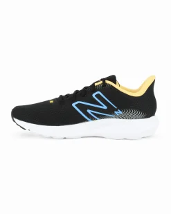 NEW BALANCE -  SCARPA DA RUNNING NERA CON DETTAGLI GIALLI E CELESTI DA UOMO, M411RM3