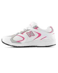 NEW BALANCE -  SNEAKERS JUNIOR LIFESTYLE BIANCHE CON DETTAGLI GRIGI E ROSA DAL 35.5 AL 40, G4083MY