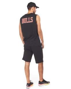NEW ERA - Canotta da uomo nera in cotone con logo Chicago Bulls