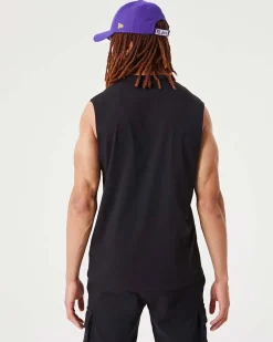 NEW ERA - Canotta nera da uomo in cotone con logo Los Angeles Lakers