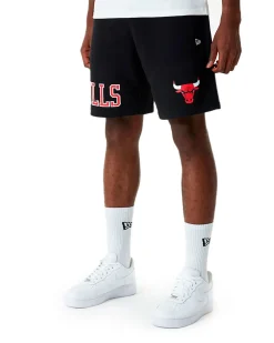NEW ERA - Pantalone corto da uomo nero con logo Chicago Bulls
