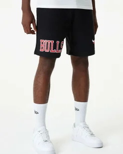 NEW ERA - Pantalone corto da uomo nero con logo Chicago Bulls