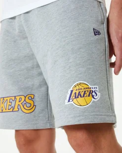NEW ERA - Pantalone corto da uomo grigio con logo Lakers