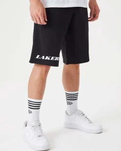 NEW ERA - Pantalone corto oversize fit da uomo nero con logo Lakers