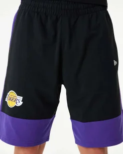 NEW ERA - Pantaloni corti neri e viola con logo Lakers