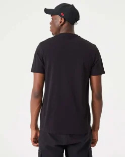 NEW ERA - T shirt da uomo nera in cotone con logo Chicago Bulls