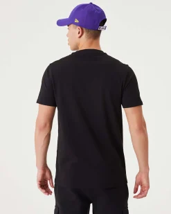 NEW ERA - T shirt da uomo nera in cotone con logo Los Angeles Lakers