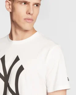 NEW ERA - T shirt girocollo nera in cotone con logo bianco