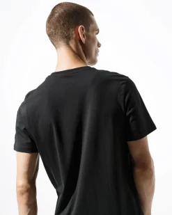 NEW ERA - T shirt girocollo nera in cotone con logo bianco