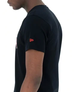NEW ERA - T shirt girocollo nera in cotone con logo Chicago Bulls