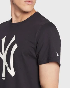 NEW ERA - T-SHIRT MEZZE MANICHE NEW YORK YANKEES  NERA CON DETTAGLI BIANCHI, 11204000