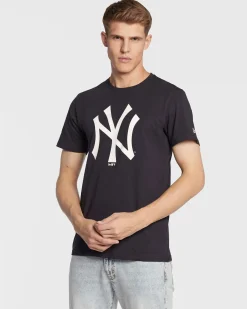 NEW ERA - T-SHIRT MEZZE MANICHE NEW YORK YANKEES  NERA CON DETTAGLI BIANCHI, 11204000