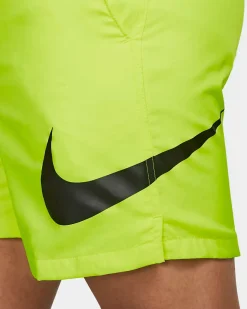 NIKE - Costume da bagno uomo giallo fluo con logo nero e tasche laterali