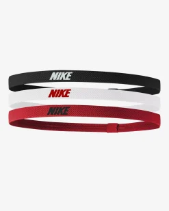 NIKE - FASCETTE ELASTICHE NERA, BIANCA E ROSSA HAIRBANDS 3PK , N1004529-083
