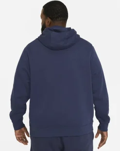 NIKE - Felpa blu con cappuccio e logo bianco