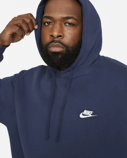NIKE - Felpa blu con cappuccio e logo bianco