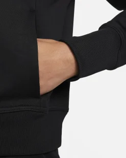 NIKE - Felpa da donna nera con cappuccio e logo bianco