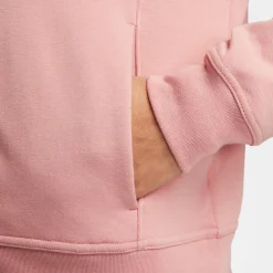 NIKE - Felpa da donna rosa in tessuto traspirante con zip frontale e cappuccio