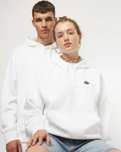 NIKE - Felpa da uomo bianca con logo nero e cappuccio