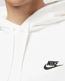 NIKE - Felpa da uomo bianca con logo nero e cappuccio