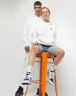 NIKE - Felpa da uomo bianca con logo nero e cappuccio