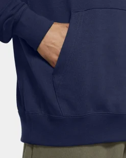 NIKE - Felpa da uomo blu con logo bianco e cappuccio