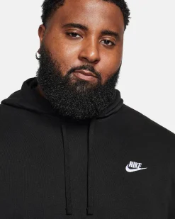 NIKE - Felpa da uomo nera con logo bianco e cappuccio