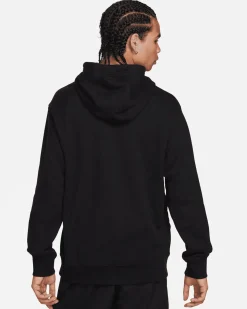 NIKE - Felpa da uomo nera e bianca con cappuccio e logo bianco