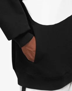 NIKE - Felpa da uomo nera e bianca con zip e cappuccio