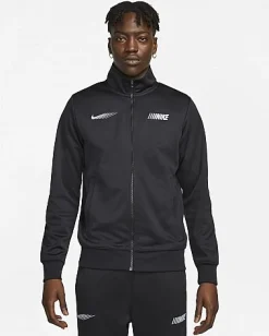 NIKE - Felpa da uomo nera in acetato con zip frontale