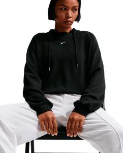 NIKE - FELPA DONNA  CON CAPPUCCIO NERA NSW CHILL FT HD, IF0230-010