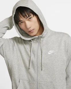 NIKE - Felpa grigia con zip frontale e cappuccio