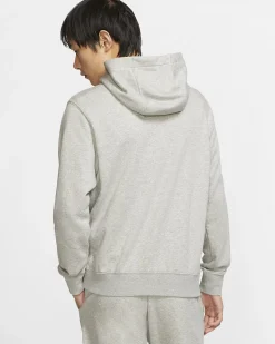 NIKE - Felpa grigia con zip frontale e cappuccio