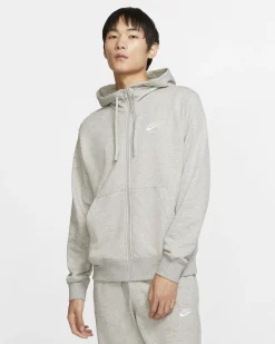 NIKE - Felpa grigia con zip frontale e cappuccio