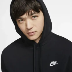 NIKE - Felpa nera con cappuccio e logo bianco