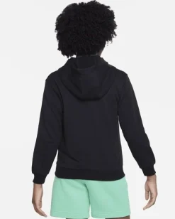 NIKE - Felpa nera da bambino con zip frontale e cappuccio