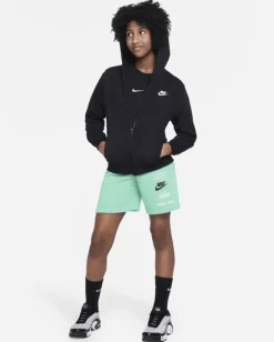 NIKE - Felpa nera da bambino con zip frontale e cappuccio