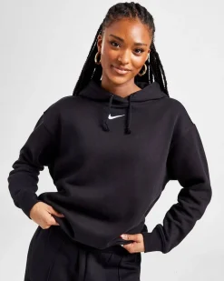 NIKE - Felpa nera da donna con logo bianco
