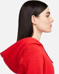 NIKE - Felpa rossa con cappuccio e logo bianco