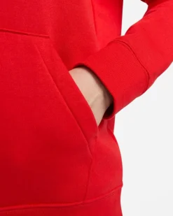 NIKE - Felpa rossa con cappuccio e logo bianco