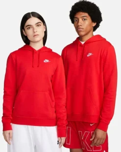 NIKE - Felpa rossa con cappuccio e logo bianco