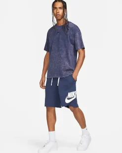 NIKE - Pantaloncini corti da uomo blu con logo bianco