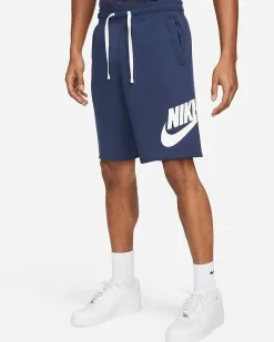NIKE - Pantaloncini corti da uomo blu con logo bianco