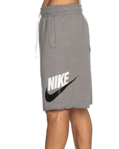 NIKE - Pantaloncini corti da uomo grigi con logo bianco e nero