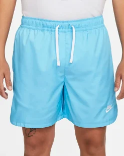 NIKE - Pantaloncino costume da bagno uomo azzurro con logo bianco e tasca posteriore