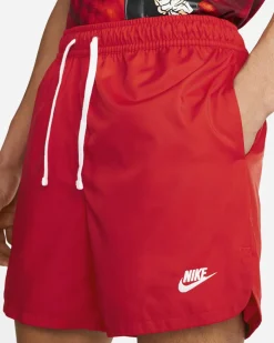 NIKE - Pantaloncino costume da bagno uomo rosso con logo bianco e tasca posteriore