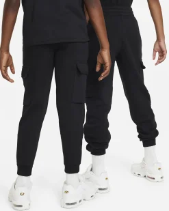 NIKE - Pantalone cargo da bambino nero con logo bianco