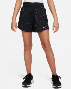 NIKE - Pantalone corto da bambino loose fit nero a vita alta in tessuto traspirante