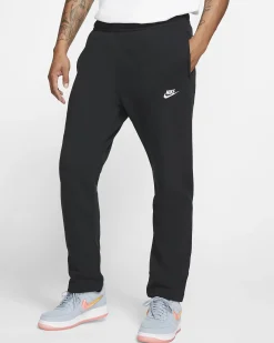 NIKE - Pantalone tuta da uomo a gamba dritta nero con logo bianco
